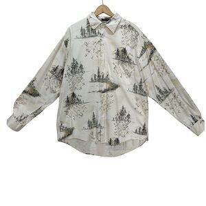 Vintage Nautica N1983 International Scenic Print Button Down Shirt Men’s L